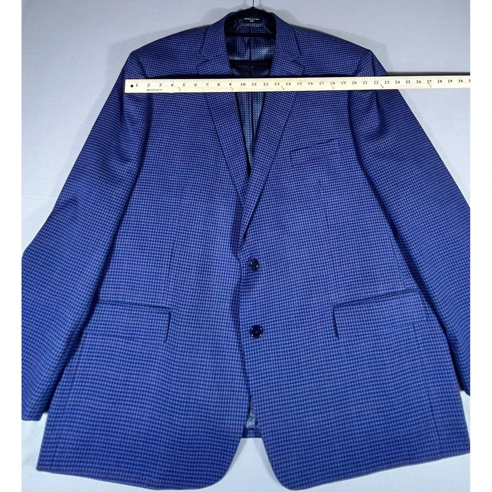 Shaquille‎ O'Neal XLG Blue Burgundy Houndstooth Blazer Sport Coat Men's Size XLG